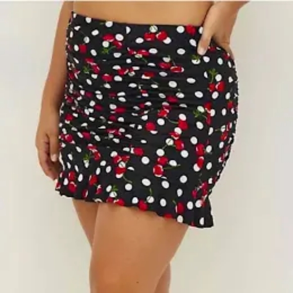 torrid Swim Torrid Cherries Retro Highrise Long Ruched Swim Sk